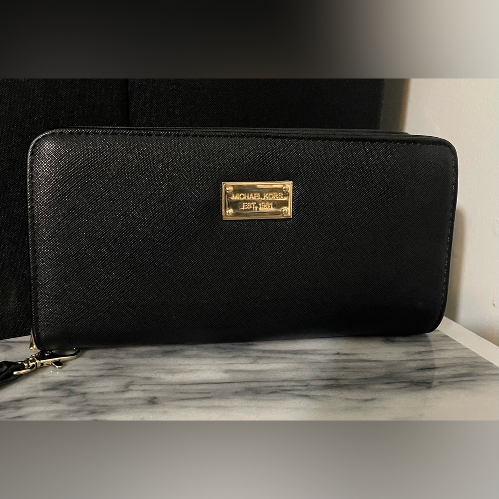 Michael Kors Black Wallet with Gold Accents